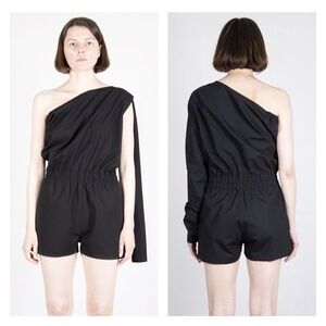 Rick Owens Phlegethon One Shoulder Flight Suit Romper Black NWT IT42 US6